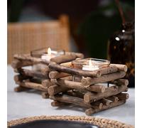 Gadgy Bougie Decorative | Ensemble 2 Bois Flotté Decoration | Bougeoir Bois | Deco Maison | Centre de Table Noel | Photophore Noel | Support Bougie | Decoration Interieur Maison | Deco Bois Flotté