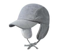 GADIEMKENSD Casquette de Trappeur Chapeau d'hiver Épais avec Cache Oreille Ushanka Bonnets de Russe Casquette de Baseball en Velours Côtelé pour Ski Et Les Activités Voyage en Plein Air Gris Clair