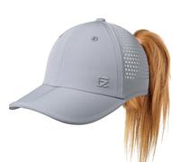 GADIEMKENSD Casquettes Ponytail pour Femmes Casquette de Baseball d'Été avec Trou de Queue de Cheval Cordon Ajustable Maille Respirante Chapeau de Soleil Haute Bun pour Courir Gym Golf Gris Clair