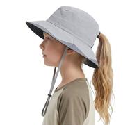GADIEMKENSD Chapeau Bob pour Enfants avec Trou pour Queue de Cheval | Dessous de Visière Noir Enduit, UPF50+, Bandeau Rafraîchissant, Respirant, Convient pour l'Extérieur