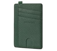 GADIEMKENSD Credit Card Holder RFID Blocking Genuine Leather Slim Card Wallet Compact Size Card Cases for Women Men Keychain Purse with D Shackle Llaveros De Hombre Exemption Card Set Blackish Green