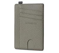 GADIEMKENSD Credit Card Holder RFID Blocking Genuine Leather Slim Card Wallet Compact Size Card Cases for Women Men Keychain Wallet Purse with D-Shackle Llaveros De Hombre ID Exemption Card Set Grey