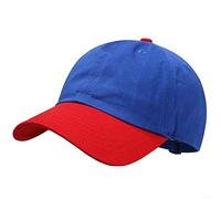 GADIEMKENSD Kids Plain Baseball Cap Unconstructed Fitted Toddler Sun Hat Washed Cotton Kids Baseball Hat Beach Camping Golf Travel for Girls Boys 3-7 Years Blue/Red