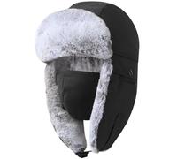 GADIEMKENSD Ushanka Trapper Chapeau d'hiver Unisexe avec Sangle d'oreille à Rabat, Noir, L