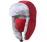 GADIEMKENSD Ushanka Trapper Chapeau d'hiver Unisexe avec Sangle d'oreille à Rabat, Rouge, L