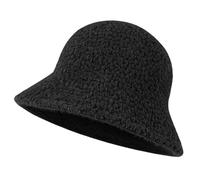 GADIEMKENSD Winter Plush Bucket Hat Faux Fur Fuzzy Bucket Hats for Women Warm Fluffy Sherpa Hat Furry Fisherman Hat Black
