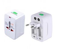 GADIRIA Lot de 2 adaptateurs de prise universelle pour voyager. Compatible avec prises européennes, USA, UK et Australie. Filtre de surtension. Indicateur LED. Tension maximale 250 V 10 A.