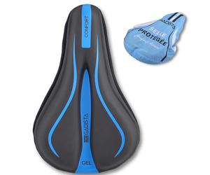 GADISTA Couvre-Selle Gel Vélo Housse Ultra Confortable VTT VAE | Mousse à mémoire de forme antidérapante et respirante, 28 x 18,5 cm, housse de pluie incluse