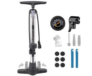 GADISTA France, Pompe à Vélo en Aluminium 145 PSI avec Double Valve Schrader & Presta, Grand Manomètre pour Affichage de la Pression, Tuyau Extra Long, Poignée Confortable