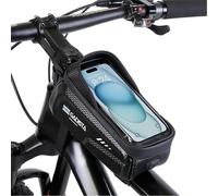 GADISTA Sacoche Vélo Cadre VTT Étanche Support Téléphone Tactile 1,5 L | Écran 6,8 pouces, 4 velcros, pare-soleil et bandes réfléchissantes, pour vélo route, gravel et électrique