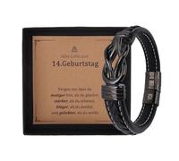 GADITIEK Bracelet Cuir Cadeau Garçon 14 Ans, Bracelet Ado Garcon Idée Cadeau Homme Anniversaire 14 Ans, Noir