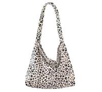 GADITIEK Leo Shopper - Sac imprimé léopard XL 43 x 40 x 11 cm, velours côtelé, pliable, bandoulière 70 cm - Sac à main tendance motif léopard