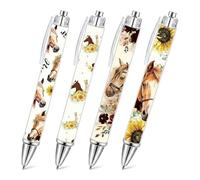 GADITIEK Lot de 4 stylos à bille en forme d'animal mignon, cadeau amusant pour filles et femmes, accessoires de bureau pour l'école, le bureau ou l'agenda (cheval)