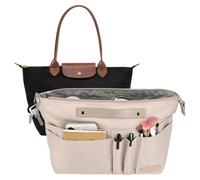 GADITIEK Organisateur Sac Main, Organiseur Sac Polyester pour Longchamp, Multi Poches, Bag Organizer Fermeture Éclair Femmes (Beige)