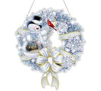 GADITIEK Peinture Diamant Noël Double Face Pendentif, 5D DIY Kit Diamond Painting Noel Pendentif, Christmas Pendant Kit pour Débutants Mur Porte Fenêtre Hanging Décoration (White)