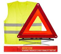 GADLANE Triangle De Signalisation Homologué Ece & Gilet Jaune Réfléchissant Pliable Alerte De Sécurité