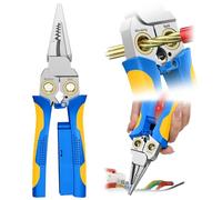 GADO Pro Pince à sertir 8 en 1 avec détecteur de tension et double alarmes - Testeur robuste 12-250 V AC/DC pour fils chauds/neutres - Électricien, CVC, outil de réparation de voiture (bleu-1)