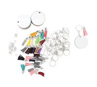 Gadpiparty 1 Ensemble Porte Clés Vierges pour Sublimation Ensemble Pompons Accessoires Diy pour Décoration et Identification Animaux Personnalisables avec Photos et Textes