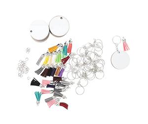 Gadpiparty 1 Ensemble Porte Clés Vierges pour Sublimation Ensemble Pompons Accessoires Diy pour Décoration et Identification Animaux Personnalisables avec Photos et Textes