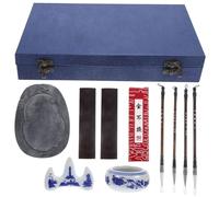 Gadpiparty 1 Ensemble Set de Pinceaux et Pierre à Encre Chinoise avec Encre Kit pour Étudiants et Artistes une Boîte Satin Bleu