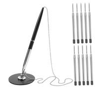 Gadpiparty 1 Ensemble Set de Stylo de Bureau avec Chaîne et Base Rotative Accessoire Élégant pour Signature Entreprise et Au Comptoir Couleur Aléatoire