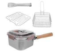 Gadpiparty 1 friteuse avec panier : friteuse carrée en acier inoxydable avec panier-filtre et couvercle, idéale pour la cuisine à la maison et les fêtes.
