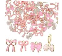 Gadpiparty 1 Jeu Boucles D'Oreilles Pendantes Plaquées Or Pour Femme Bijoux Décoratifs En Colliers Roses Mignons Boucles D'Oreilles Avec Nœud Kit De Fabrication De 60 pièces