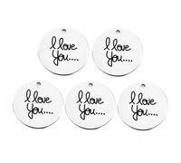 Gadpiparty 1 Jeu Pendentifs Acier Inoxydable Avec Imprimé Alphabet De Charmes Diy Love You Pour Artisanales Et Bijoux Personnalisés 5 Pièces