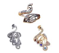 Gadpiparty 1 Jeu Set De Anneaux Ouverts Style Avec Modèle Paon Bague Ajustable Vieilli Et Doré Anneaux Fins Pour Doigt Accessoires Mode Pour Fêtes Et Usage 3 Pièces