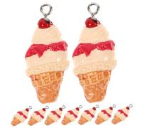 Gadpiparty 10 Pièces breloques mini-bouteilles en forme de charmes de glace miniatures petit garnitures chaine collier charmes de cornet de glace charme de bricolage résine