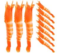 Gadpiparty 10 Pièces Crevettes Cuites Simulées Faux Aliments Réalistes pour L'affichage Crevettes en Plastique Re-Ment Échantillon De Crevettes Fausse Crevette Plantoys Ornements PVC Photo
