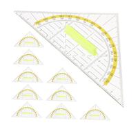 Gadpiparty 10 Pièces Set de Équerres Transparentes avec Poignée Règle Géométrique Multifonctionnelle pour Mesures Multi-angles Rapporteurs de Sécurité Plastique pour École et Bureau