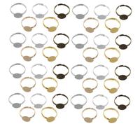 Gadpiparty 100 Pièces Base de Bague Ajustable Métal Plat Rond pour Création de Bijoux DIY Plateau Cabochon Ouvert pour Montage de Pierres et Accessoires Artisanaux