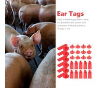 Gadpiparty 100 pièces Étiquettes Oreille pour Bétail Sans Numéro Rouge Identification pour Moutons Porcs Bovins et Chèvres Gestion Pratique des Informations Élevage