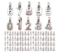 Gadpiparty 100pièces Colliers Avec Chiffres Alliage Pendentifs Et Breloques Pour Création De Bijoux Porte-clés Et Projets Diy