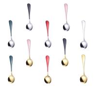 Gadpiparty 10pièces Lot Cuillères à Café Acier Inoxydable Colorées Cuillères à Thé Rondes Design Piano Multifonctions pour Dessert Boissons et Pâtisserie