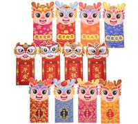 Gadpiparty 12 Pièces Enveloppes Rouges Chinoises Motif Dragon Année Du Dragon pour Nouvel An Lunaire et Fêtes Lot Mixte Décoration Traditionnelle et Symbole de Chance