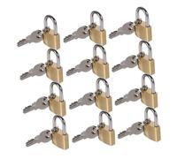 Gadpiparty 12 Pièces mini cadenas petit cadenas pour agenda Verrouillage clé de valise serrure en toute sécurité mini serrure d'agenda cuivre Doré