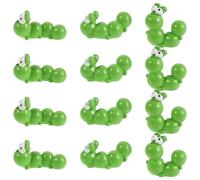 Gadpiparty 15 Pièces Figurine Chenille Miniature en Résine Verte | Mini Objet pour Chambre, Jardin Créatif, Détail Réaliste, Léger et Peu Encombrant, Style Cartoon