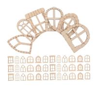 Gadpiparty 150 pièces Lot de Fenêtres Miniatures Naturel Non Peint pour Maison de Fée Kit DIY Créatif pour Décorations de Jardin et Maison de Poupée