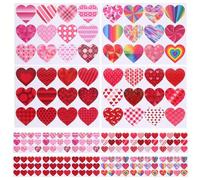 Gadpiparty 16 Feuilles Autocollants Cœur Adhésifs pour Saint-valentin Étiquettes Décoratives Polyvalentes pour Enveloppes Cadeaux et DIY Gommettes Auto-adhésives Rouges Petites et Colorées