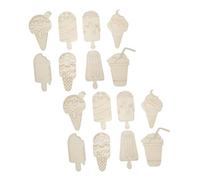 Gadpiparty 16 Pièces Unpainted Ice Wooden Cutouts Natural Wood Blank Slices For Summer DIY Painting Crafts And Decorations