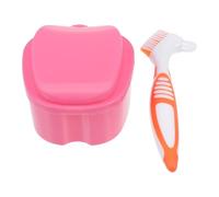Gadpiparty 1ensemble Boîte de Rangement pour Prothèse Dentaire Portable avec Brosse Souple Kit de Nettoyage Ergonomique pour Dentiers Usage Maison et Voyage