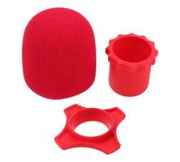 Gadpiparty 1ensemble Kit de Protection Microphone Mousse Anti-roulis avec Anneaux Silicone Housse Pare-brise et Manchon Bas pour Micro Portable à Main Accessoires pour Karaoké Ktv