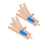 Gadpiparty 2 Aiguillages en Bois Bleus pour Circuit de Train, Compatibles Principales Marques, Extension de Rails Éducative 2 Pièces, Accessoires de Voie Ferrée pour Garçon et Filles, Jeu