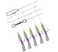 Gadpiparty 2 Cordes Hameçon Lumineux Forme Poisson pour Acier au Carbone Crochet Triple 5-en-1 Antirouille pour Pêche en Mer pour Bar et Pêcheur Professionnel