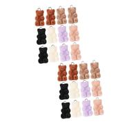 Gadpiparty 2 Ensembles Pendentif Ours Fille Pastel Mignon Oreilles D'ours Pour Charme Enfants Fabrication De Collier Breloques Ours Pendentifs Animaux Résine Couleur Aléatoire 12 Pièces * 2