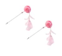 Gadpiparty 2 Pièces Chat Interactif Balle en Peluche Rose et Plume, Baguette à Chatouiller en PVC, pour Attirer L'attention des Chats la Maison