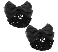 Gadpiparty 2 Pièces Filet à Chignon en Tissu Noir Nœud Élégant pour Infirmières et Danseuses, Accessoires Coiffure Confortables pour Maintenir les Cheveux en Place