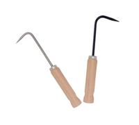 Gadpiparty 2 pièces Outil Désherbage Griffe Jardinage Acier Inoxydable Anti-Extraction Mauvaises Plantes pour Pelouse Jardin et Parc Manche Bois Ergonomique